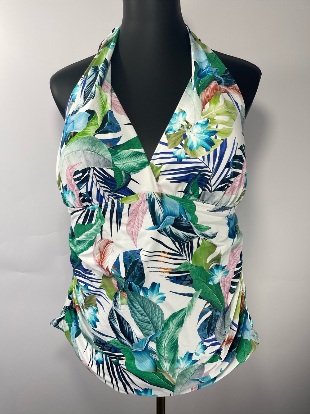 La Blanca V-Neck Halter NWT Tankini Multicolored Floral 16W Top